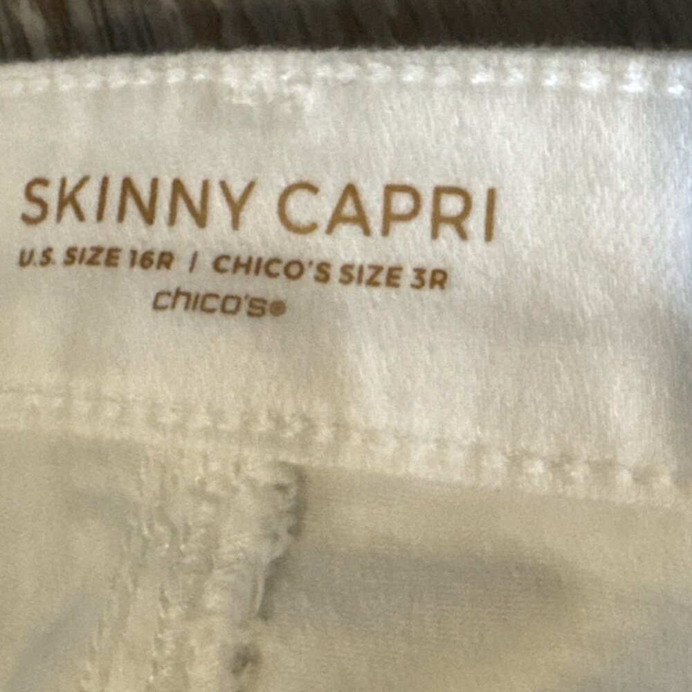 Chico's Capri Pants Womens 16 Size 3 White Stretch Skinny Cropped NEW - Picture 7 of 13